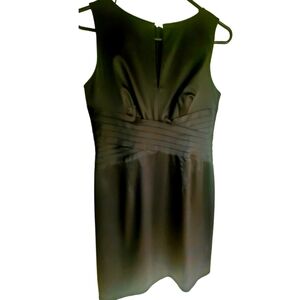 Kay Unger Black Satin Sleeveless LBD W/Cumberbund Size 8
